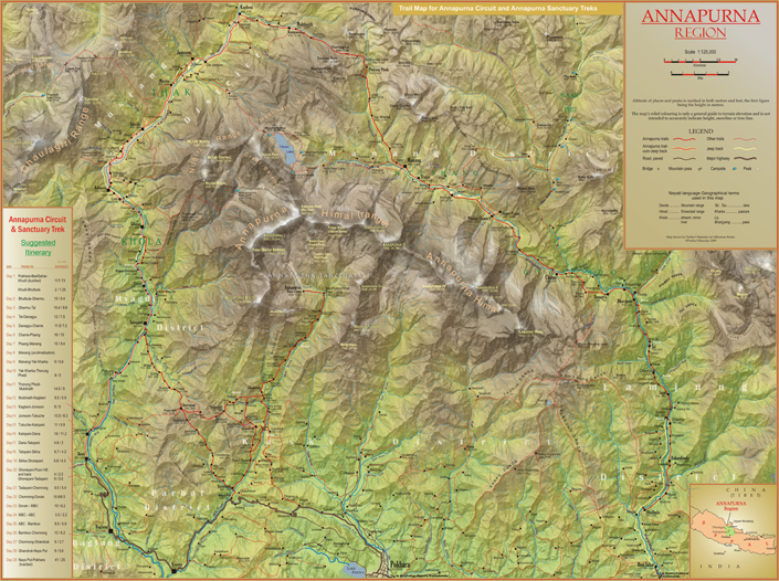 annapurna mountain map